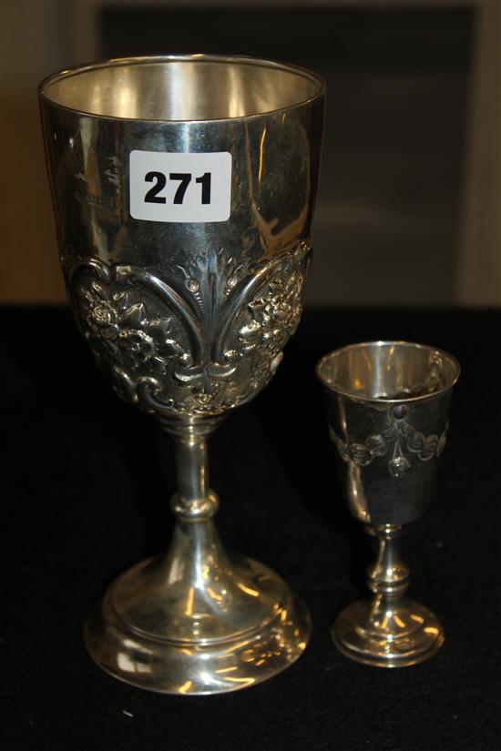2 silver goblets